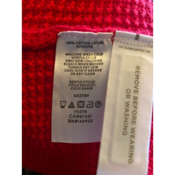 NWT Ann Taylor LOFT Textured Crewneck Sweater 100% Cotton Red XXL Button Cuff - Picture 9 of 9